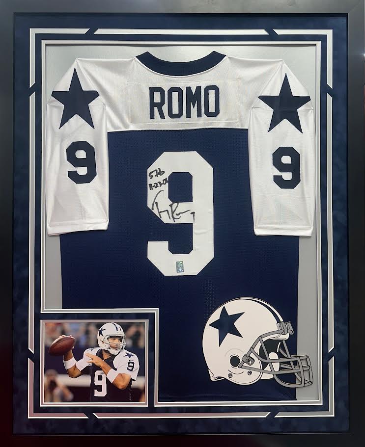 Tony Romo Autographed Hand Signed Custom Framed Dallas Cowboys Jersey