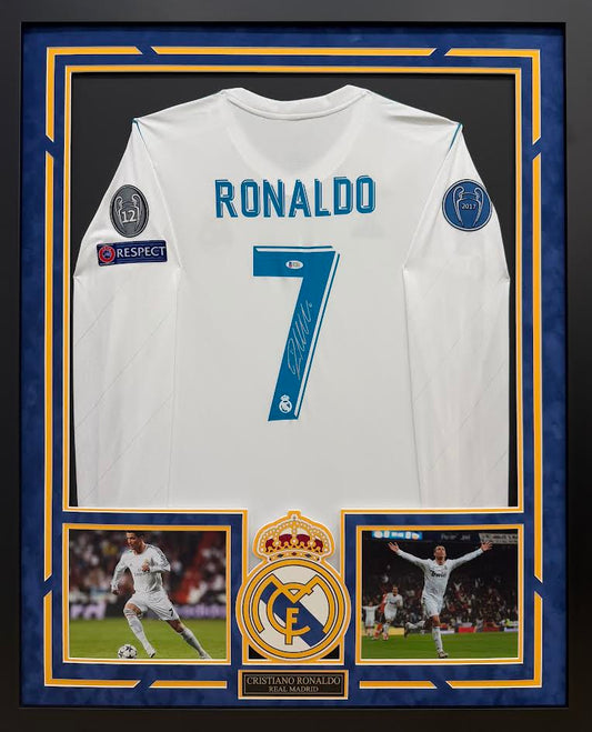 Cristiano Ronaldo Autographed Hand Signed Custom Framed Madrid Jersey - Beckett COA