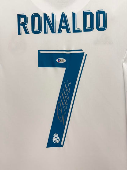 Cristiano Ronaldo Autographed Hand Signed Custom Framed Madrid Jersey - Beckett COA