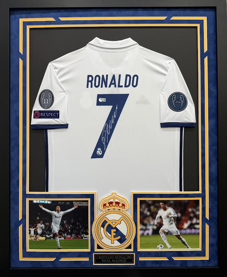 Cristiano Ronaldo Autographed Hand Signed Custom Framed Real Madrid Jersey - Beckett COA