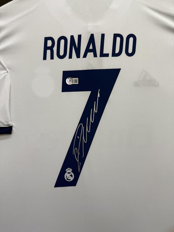 Cristiano Ronaldo Autographed Hand Signed Custom Framed Real Madrid Jersey - Beckett COA