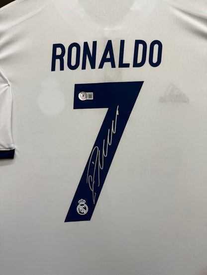 Cristiano Ronaldo Autographed Hand Signed Custom Framed Real Madrid Jersey - Beckett COA