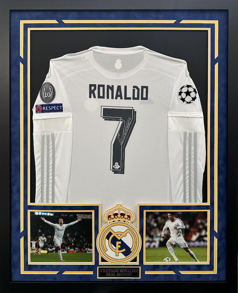 Cristiano Ronaldo Autographed Hand Signed Custom Framed Real Madrid Jersey - Beckett COA