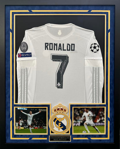 Cristiano Ronaldo Autographed Hand Signed Custom Framed Real Madrid Jersey - Beckett COA
