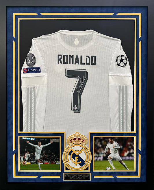 Cristiano Ronaldo Autographed Hand Signed Custom Framed Real Madrid Jersey - Beckett COA