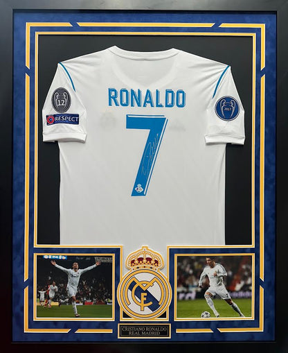 Cristiano Ronaldo Autographed Hand Signed Custom Framed Real Madrid Jersey - Beckett COA