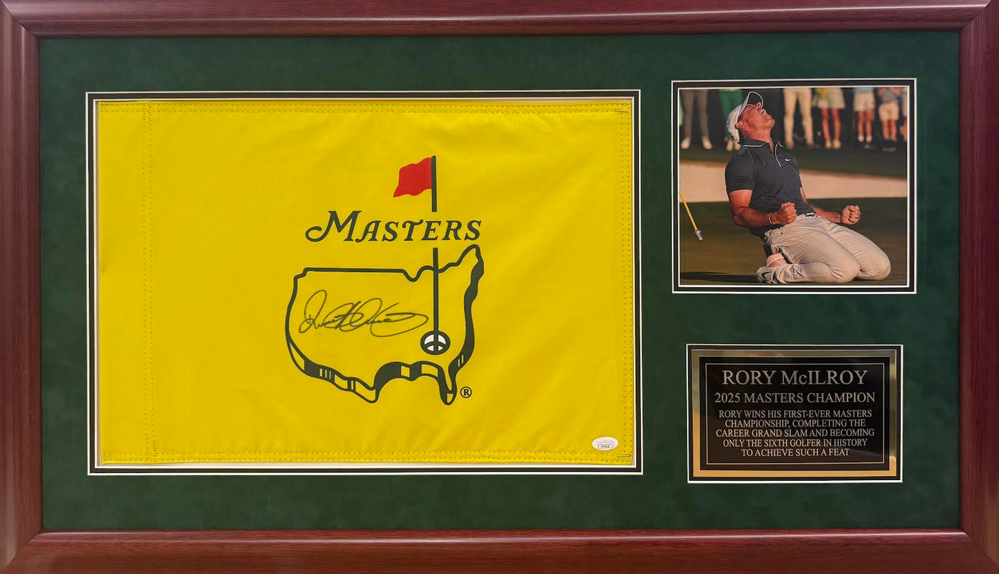 Rory Mcilroy Autographed Hand Signed Custom Framed Masters Flag - JSA COA