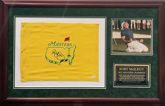 Rory McIlroy Autographed Hand Signed Custom Framed Masters Flag - JSA COA