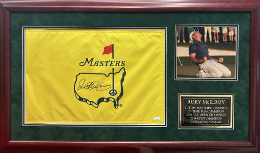Rory McIlroy Autographed Hand Signed Custom Framed Masters Flag - JSA COA