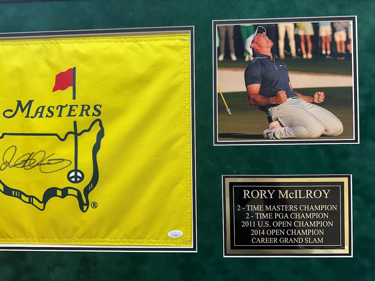 Rory McIlroy Autographed Hand Signed Custom Framed Masters Flag - JSA COA