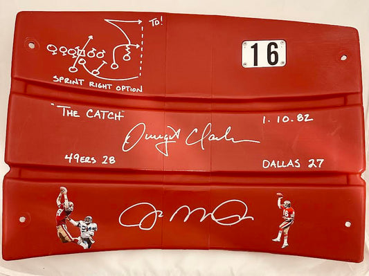 Joe Montana/Dwight Clark Autographed Hand Signed 49ers Seatback - Beckett LOA