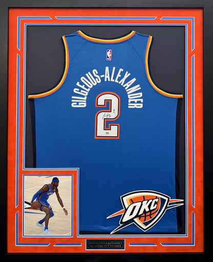 Shai Gilgeous-Alexander Autographed Hand Signed Custom Framed Oklahoma City Thunder Jersey - PSA COA