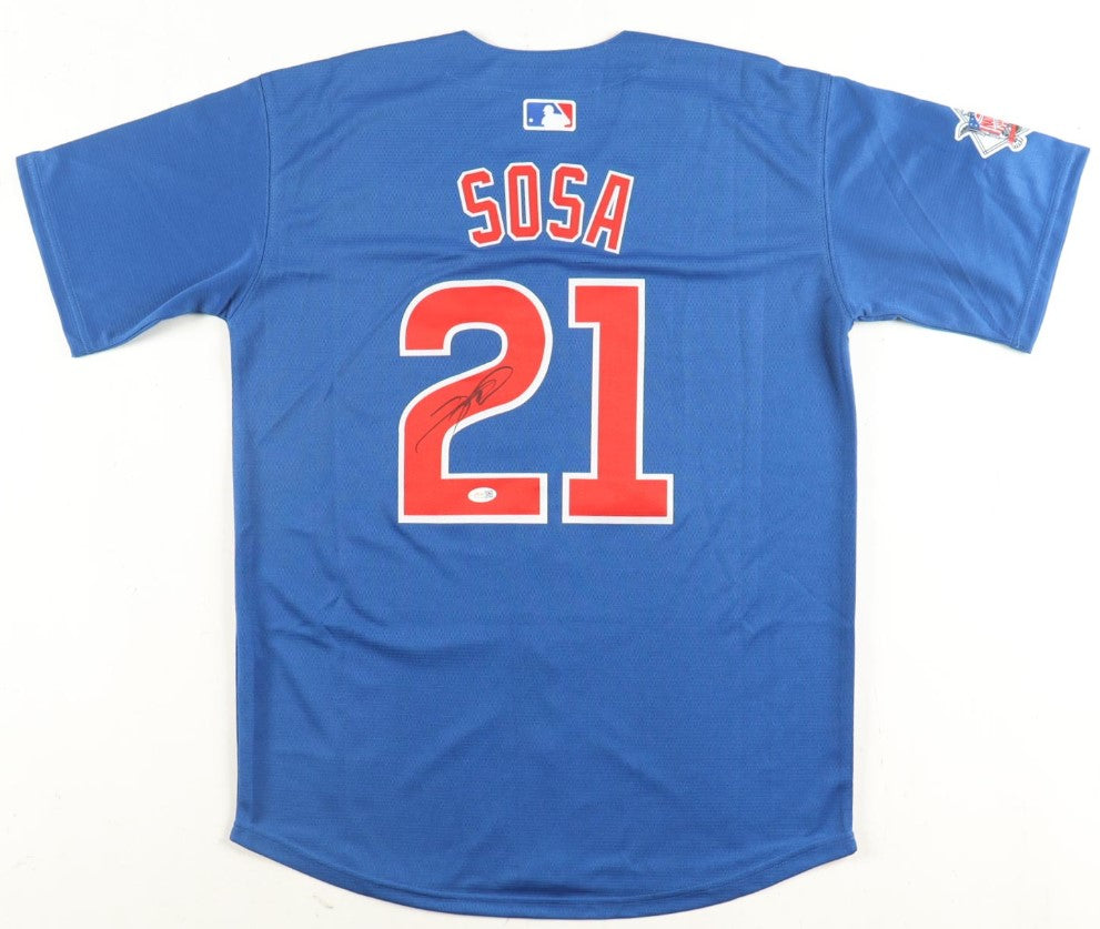 Sammy Sosa Autographed Hand Signed Chicago Cubs Nike Authentic Jersey - JSA COA