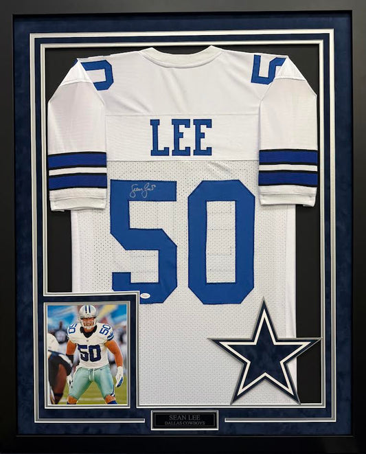 Sean Lee Autographed Hand Signed Custom Framed Dallas Cowboys Jersey - JSA COA