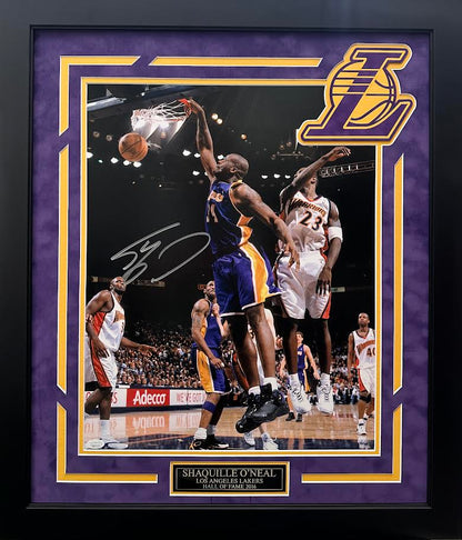 Shaquille O'Neal Autographed Hand Signed Custom Framed 16x20 Los Angeles Lakers Photo - JSA COA