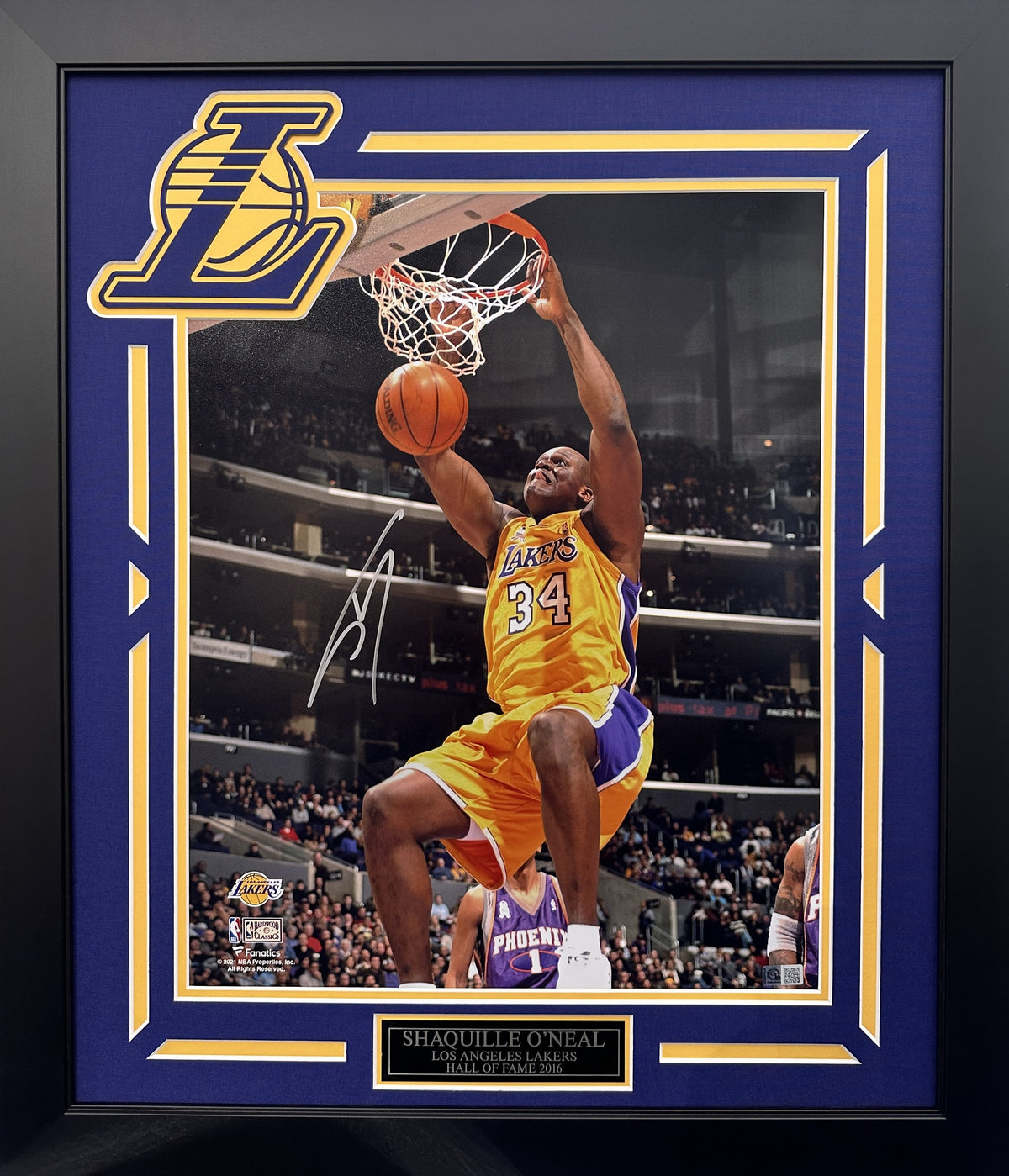 Shaquille O'Neal Autographed Hand Signed Custom Framed 16x20 Los Angeles Lakers Photo - GTA COA