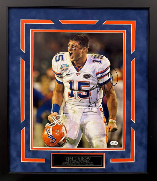 Tim Tebow Autographed Hand Signed Custom Framed 11x14 Florida Gators Photo - JSA COA