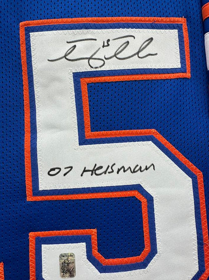 Tim Tebow Autographed Hand Signed Custom Framed Florida Gators Jersey