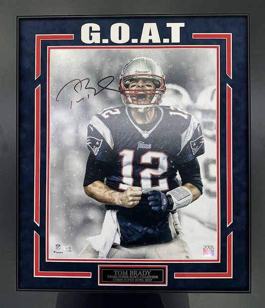 Tom Brady Autographed Hand Signed Custom Framed 16x20 New England Patriots Photo - Fanatics COA