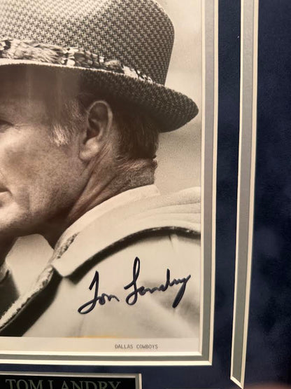 Tom Landry Autographed Hand Signed Custom Framed 8x10 Dallas Cowboys Photo - JSA COA