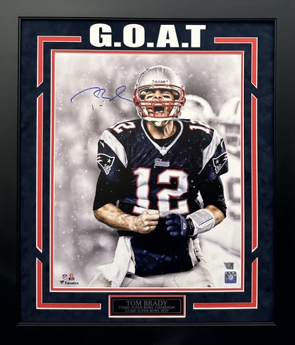 Tom Brady Autographed Hand Signed Custom Framed 16x20 New England Patriots Photo - Fanatics COA