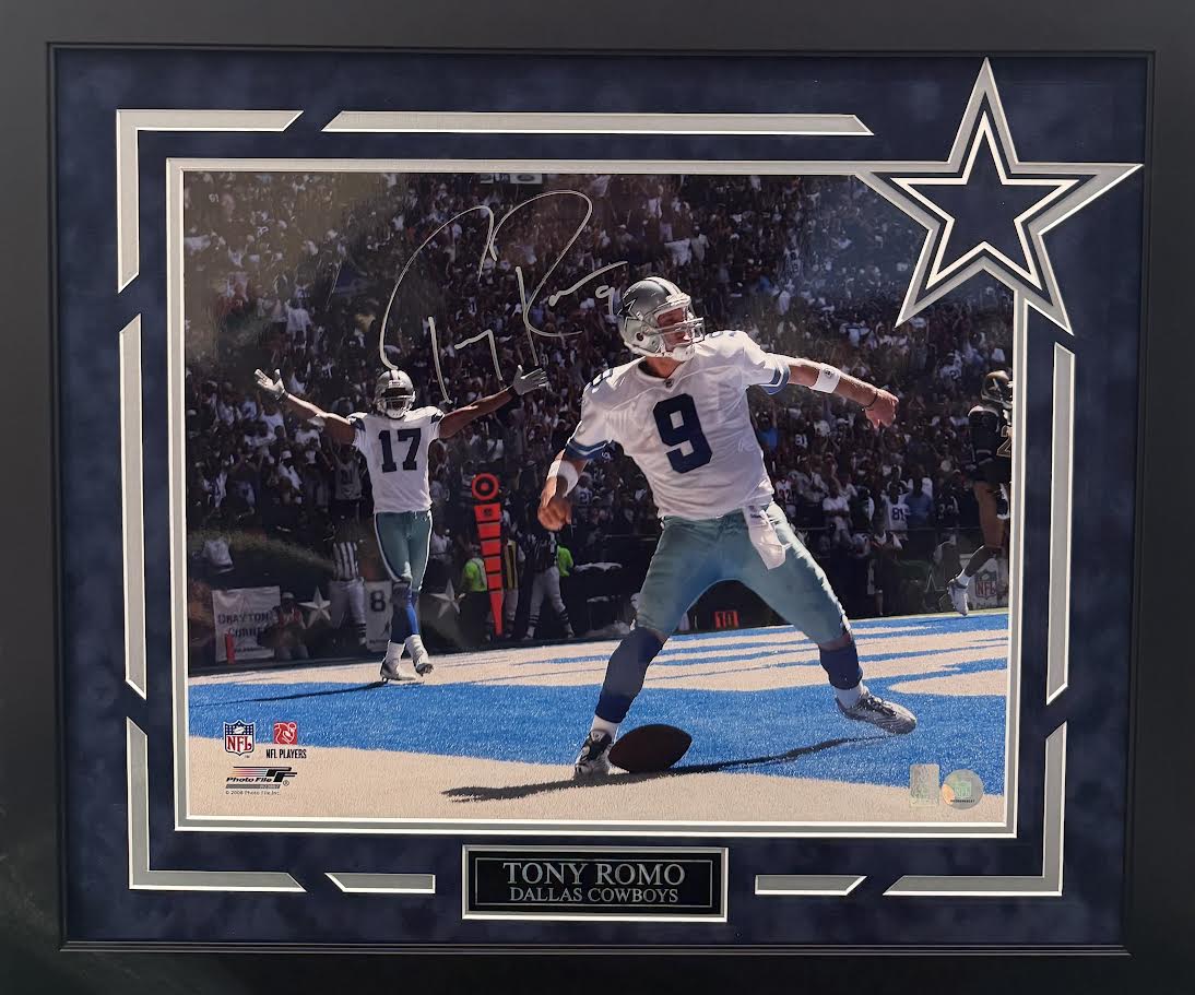 Tony Romo Autographed Hand Signed Custom Framed 16x20 Dallas Cowboys Photo - Romo Hologram