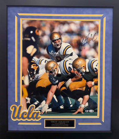 Troy Aikman Autographed Hand Signed Custom Framed 16x20 UCLA Bruins Photo - JSA COA