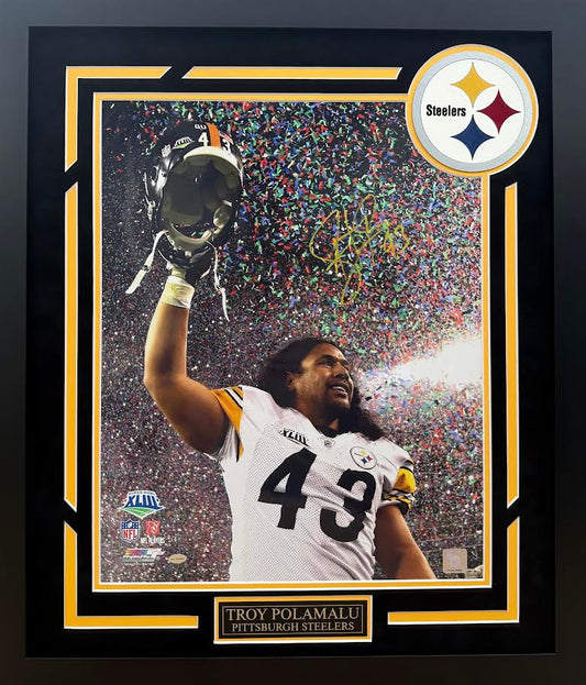 Troy Polamalu Autographed Hand Signed Custom Framed 16x20 Pittsburgh Steelers Photo - GTSM COA