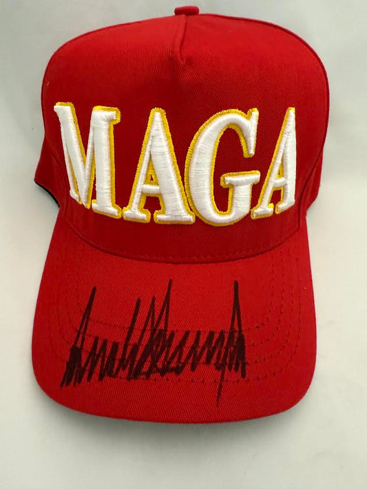 Donald Trump Autographed Hand Signed "MAGA" Red Hat - Beckett LOA