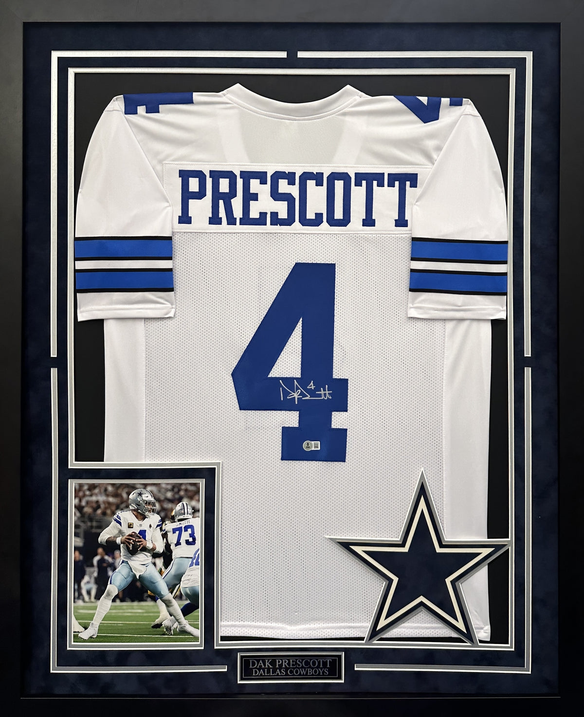 Dak Prescott Autographed Hand Signed Custom Framed Dallas Cowboys Jersey - Beckett COA