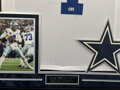 Dak Prescott Autographed Hand Signed Custom Framed Dallas Cowboys Jersey - Beckett COA