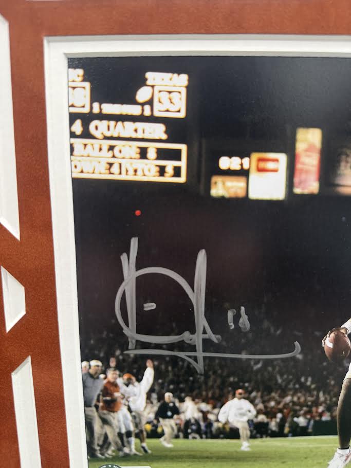 Vince Young Autographed Hand Signed Custom Framed 8x10 Texas Longhorns Photo - Beckett COA