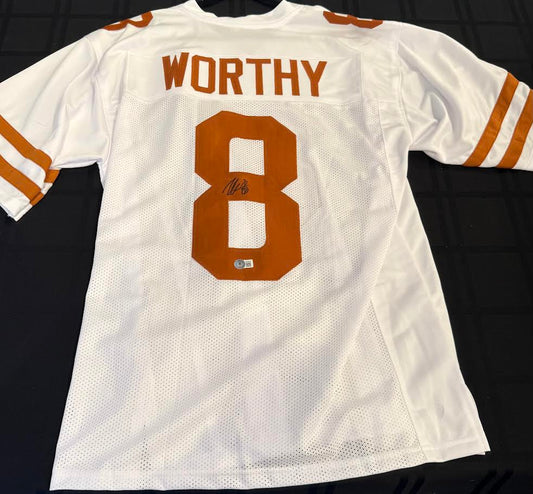 Xavier Worthy Autographed Hand Signed Custom Texas Longhorns Jersey - Beckett COA