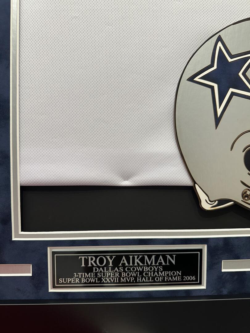 Troy Aikman Autographed Hand Signed Custom Framed Dallas Cowboys Jersey - JSA COA