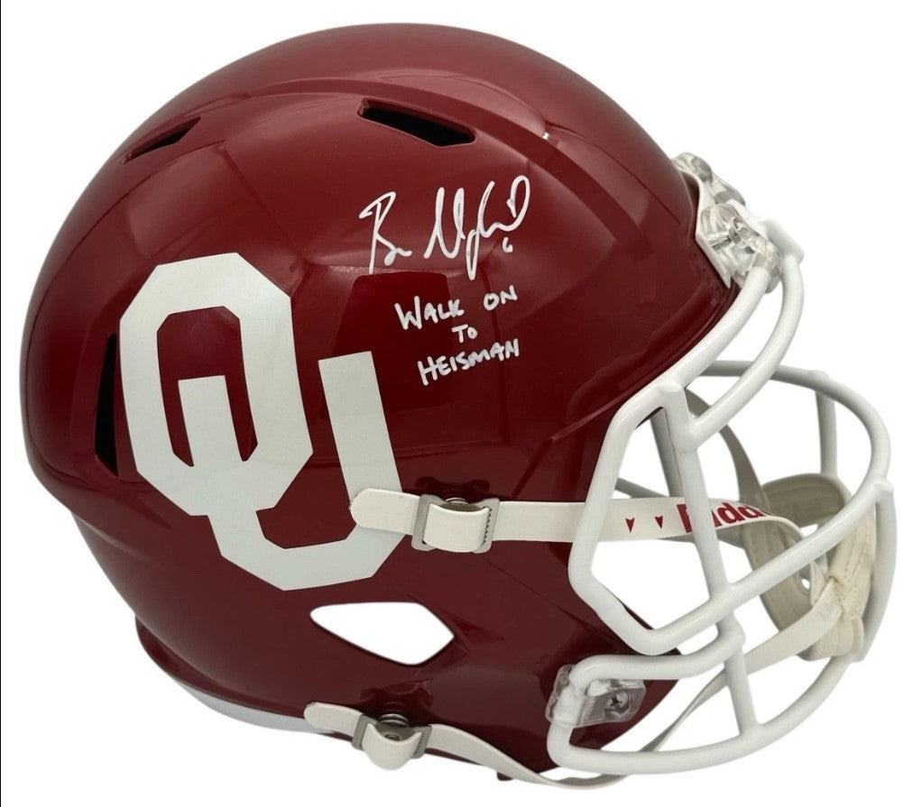Baker Mayfield Autographed Hand Signed Oklahoma Sooners Full Size Helmet W/ Inscription - Beckett COA