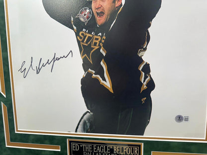 Ed Belfour Autographed Hand Signed Custom Framed 16x20 Dallas Stars Photo - Beckett COA