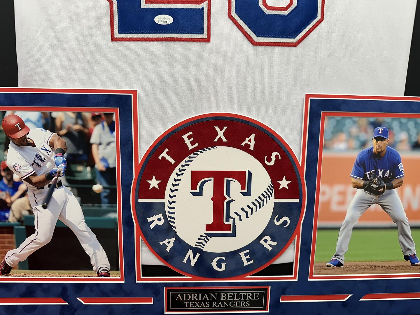 Adrian Beltre Autographed Hand Signed Custom Framed Texas Rangers Jersey - JSA COA