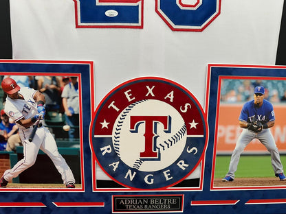 Adrian Beltre Autographed Hand Signed Custom Framed Texas Rangers Jersey - JSA COA