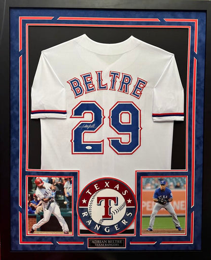 Adrian Beltre Autographed Hand Signed Custom Framed Texas Rangers Jersey - JSA COA