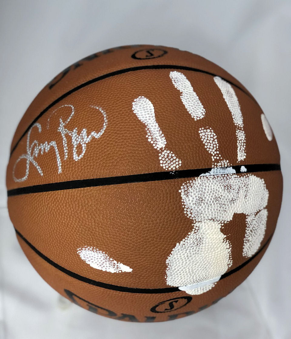 Larry Bird Autographed Hand Signed Basketball (with handprint)