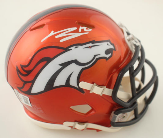 Bo Nix Autographed Hand Signed Denver Broncos Flash Mini Helmet - Beckett COA