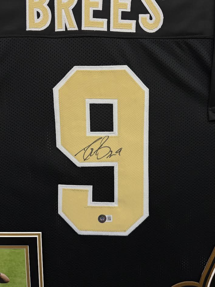 Drew Brees Autographed Hand Signed Custom Framed New Orleans Saints Jersey - Beckett COA