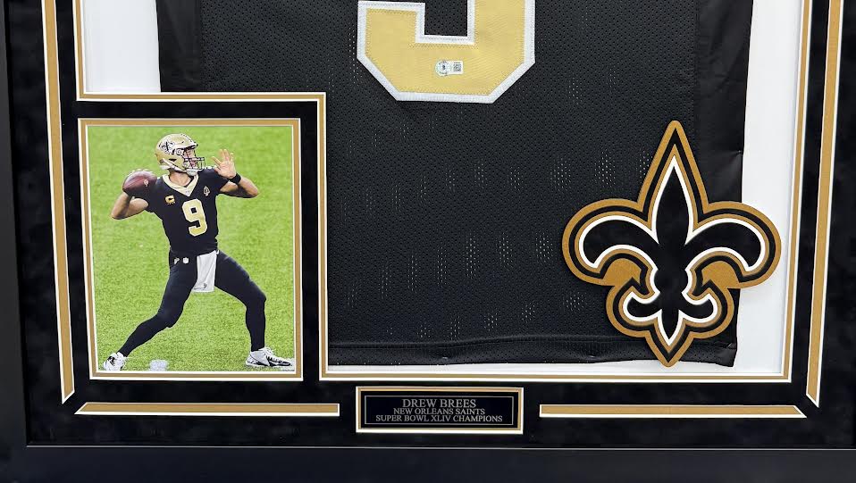 Drew Brees Autographed Hand Signed Custom Framed New Orleans Saints Jersey - Beckett COA