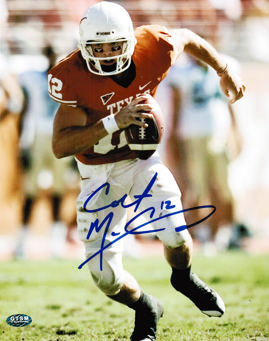 Colt McCoy Autographed Hand Signed Vertical 8x10 Texas Longhorns Photo - GTSM COA