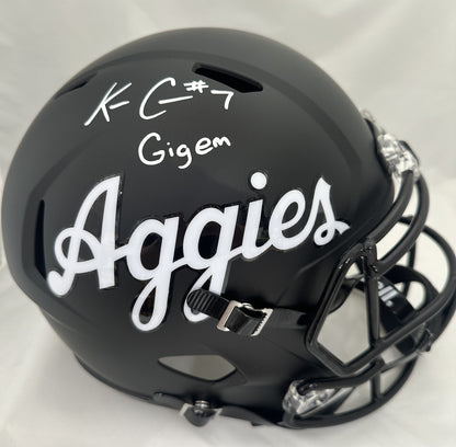 KC Concepcion Autographed Hand Signed Texas A&M Full Size Replica Helmet - Beckett COA