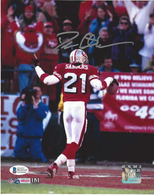 Deion Sanders Autographed Hand Signed Vertical 8x10 49ers Photo - Beckett COA