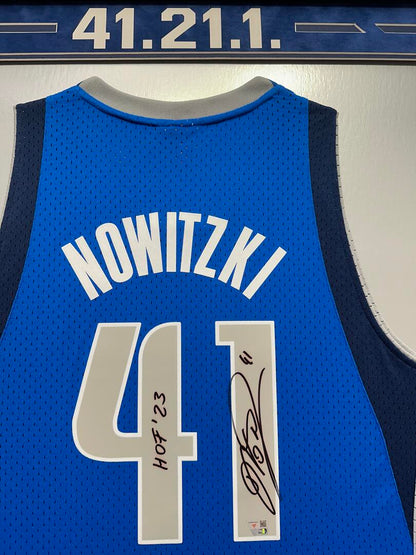 Dirk Nowitzki Autographed Hand Signed Custom Framed Dallas Mavericks Jersey W/ Inscription - Fanatics COA
