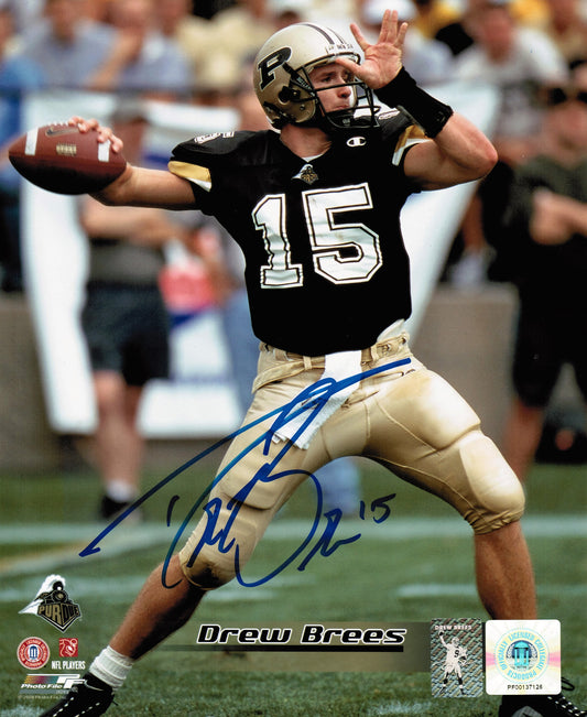 Drew Brees Autographed Hand Signed 8x10 Vertical Purdue Photo - Drew Brees COA