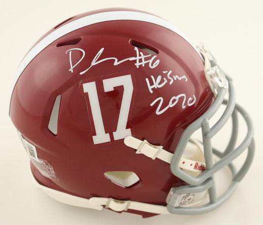 Devonta Smith Autographed Hand Signed Alabama Crimson Tide Mini Helmet W/ Insc. - Beckett COA