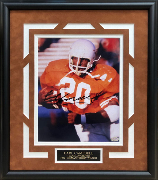 Earl Campbell Autographed Hand Signed Custom Framed Texas Longhorns 8x10 Photo - GTSM COA